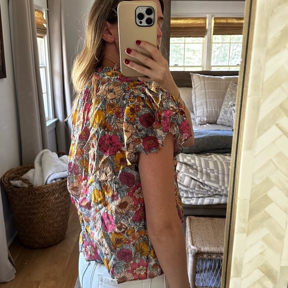 NWT Trovata CLOVER BLOUSE DAWN FLEURETTES Floral Multicolor Women's Top - Picture 2 of 5
